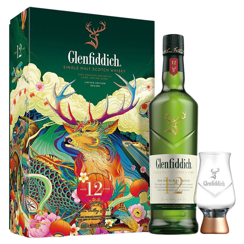 格蘭菲迪12年禮盒(凱恩聞香杯) 700ml